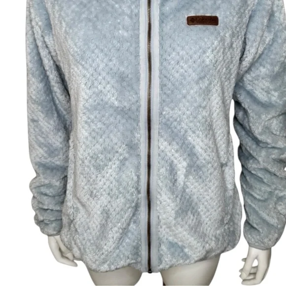 Columbia Fire Side II Textured Fleece Jacket L Full Zip Cloud Gray - Picture 5 of 9